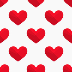 Red hearts geometric seamless pattern.