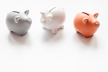Currency saving with piggy bank. Financial planning and investments concept