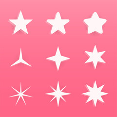 Elegant Collection of star background.
Set of star vector illustration on pink background