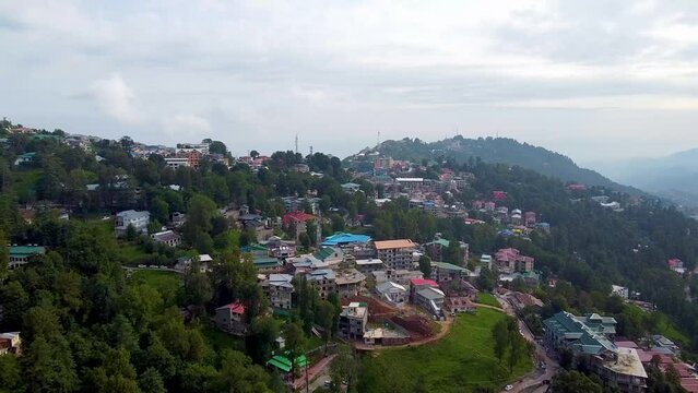 Arial shot of hill station in Murree Pakistan 