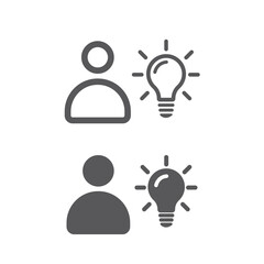 A man with a light bulb next to him, a symbol of a new idea, success.