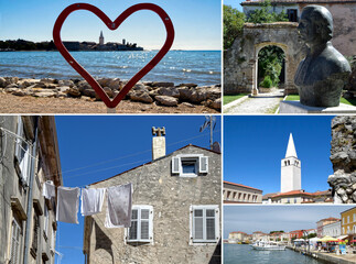 Collage of beautiful Porec, Istria, Croatia