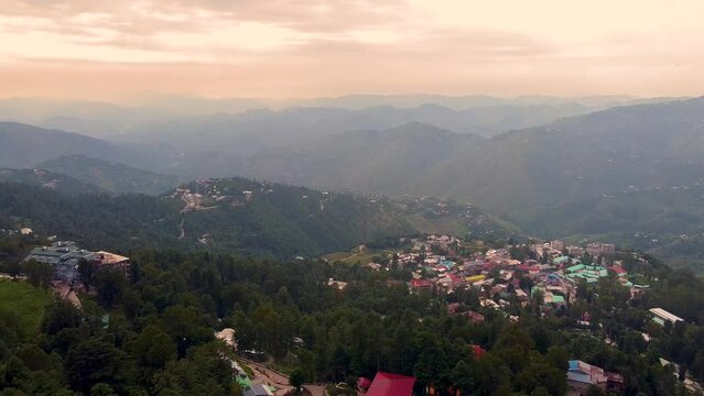 Arial shot of hill station in Murree Pakistan 