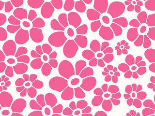 Fototapeta na wymiar Floral seamless pattern. Spring pattern with pink flowers petals. Vector design for paper, cover, fabric, interior decor