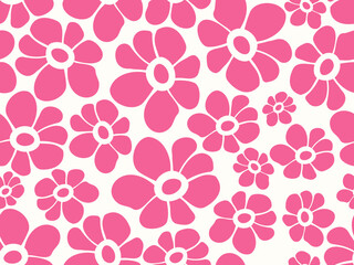 Floral seamless pattern. Spring pattern with pink flowers petals. Vector design for paper, cover, fabric, interior decor