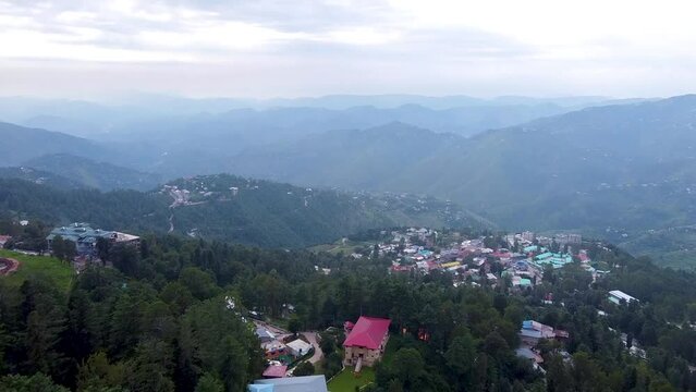 Arial shot of hill station in Murree Pakistan 