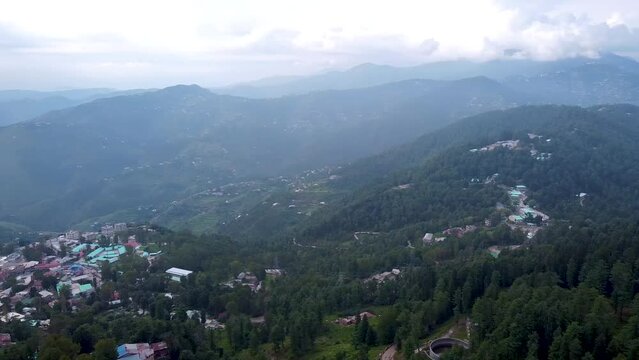 Arial shot of hill station in Murree Pakistan 