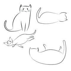 Line art pack of a moody cat