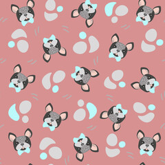 Fototapeta premium seamless pattern with kawaii bulldogs