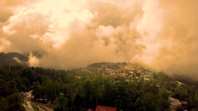 Arial shot of hill station in Murree Pakistan 