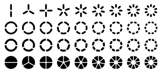 Set Gerundete Tortendiagramme Schwarz