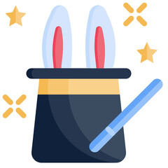 MAGIC HAT flat icon,linear,outline,graphic,illustration