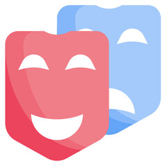 THEATRE MASK flat icon,linear,outline,graphic,illustration