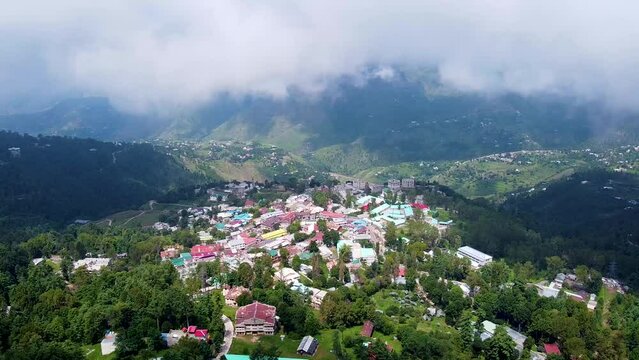 Arial shot of hill station in Murree Pakistan 