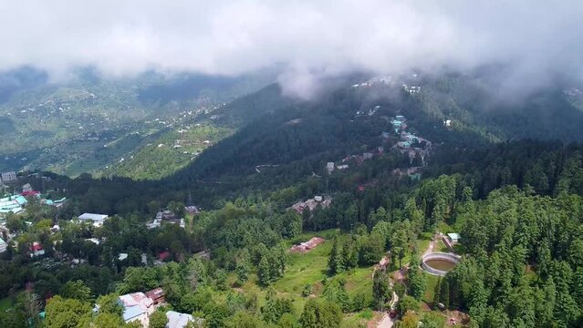 Arial shot of hill station in Murree Pakistan 