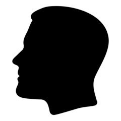 Man Head Silhouette Flat Icon Isolated On White Background