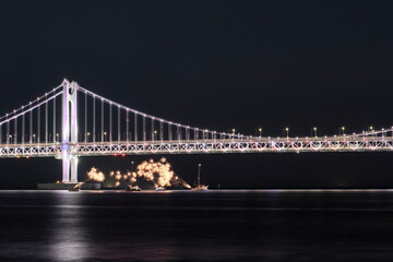 city bridge at night