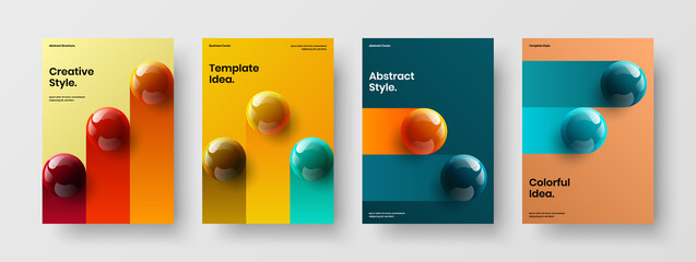 Isolated 3D balls presentation illustration composition. Abstract poster A4 vector design concept collection.