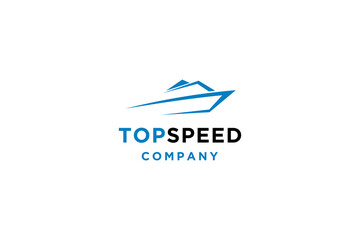 Abstract speed boat logo design vector illustration.