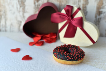 Valentine's Day. Donuts and hearts