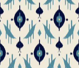 Seamless pattern ikat blue grey