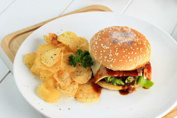 hamburger, isolated, fries, meal, white, background, cheeseburger, grilled, american, bars