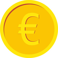Fototapeta premium Gold coin icon. With euro sign. flat Vector illustration isolated on white background.