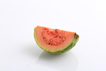 Red Guava Slice on White
