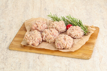 Traditional homemade raw pork meatballs