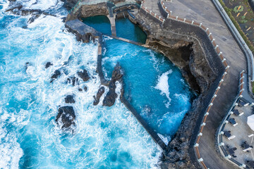 Landscape with La Fajana, natural swiming pool in La Palma Island, Spain