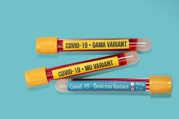 blood collection tubes with labels of different coronavirus variants