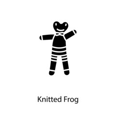 Knitted Frog icon in vector. Logotype