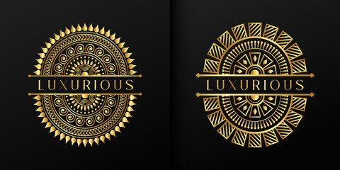 Luxury mandala Style Elegant Luxurious Floral Golden Logo Design Template 