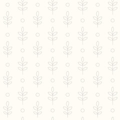 Minimalistic vector seamless pattern in Scandinavian style with branches on a beige background
