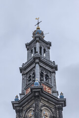 Western Church (Westerkerk, 1620 - 1631) - a Dutch Protestant church in Amsterdam. It lies in the most western part of the Grachtengordel neighborhood. Amsterdam, The Netherlands.