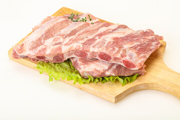 Raw pork ribs for cooking