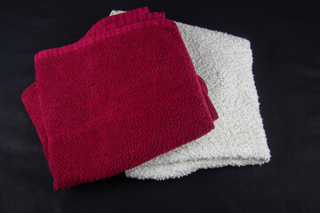 Red and white bath towel
