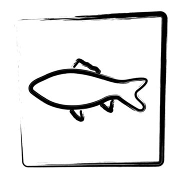 fish brush in a frame, vector illustration.