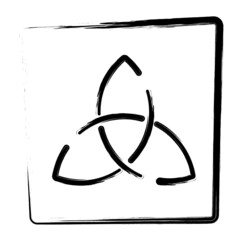 Celtic triquetra knot badge. Brush frame. Vector illustration.