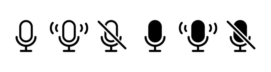 Microphone icon collection. Mic icon. Record podcast radio signs