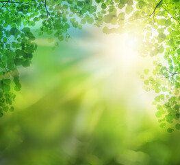 Green leaves and sun. Beautiful nature background