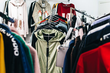 Different women's clothing in the store