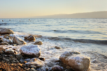 The coast of the Dead Sea near Ein Gedi nature reserve in Israel