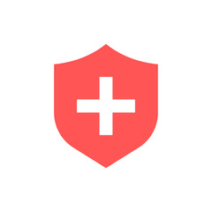 Shield and Cross Icon on White background, Vector.
