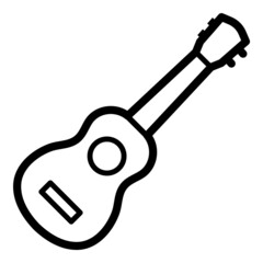 Acoustic Guitar Flat Icon Isolated On White Background