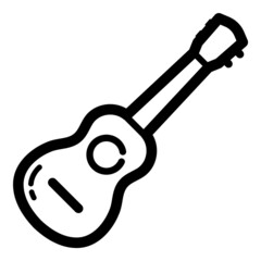 Acoustic Guitar Flat Icon Isolated On White Background