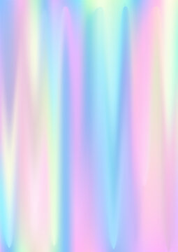 Hologram gradient background. Iridescent holo texture. Pearlescent unicorn vector backdrop.