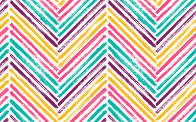 Brush stroke chevron zig zag seamless pattern.