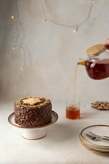 shortcrust pastry cake with chocolate cream