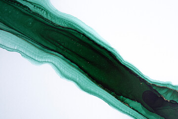 Luxury abstract liquid painting background alcohol ink technique green and white